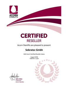 Bild Acron Stairlifts - Sobratec Reseller Certificate